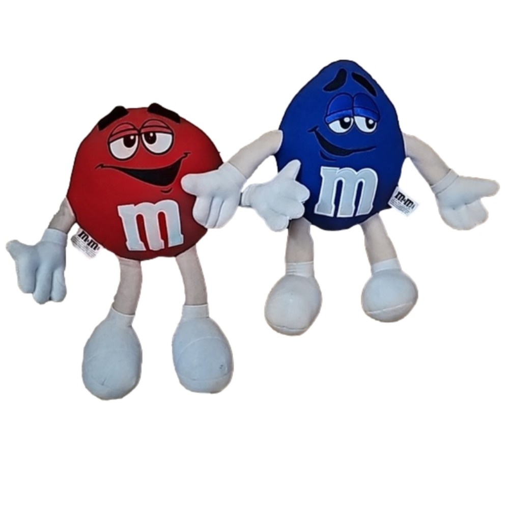 M&M'S Vintage Poseable Plush Set of 2 Red & Blue